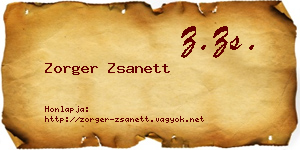 Zorger Zsanett névjegykártya